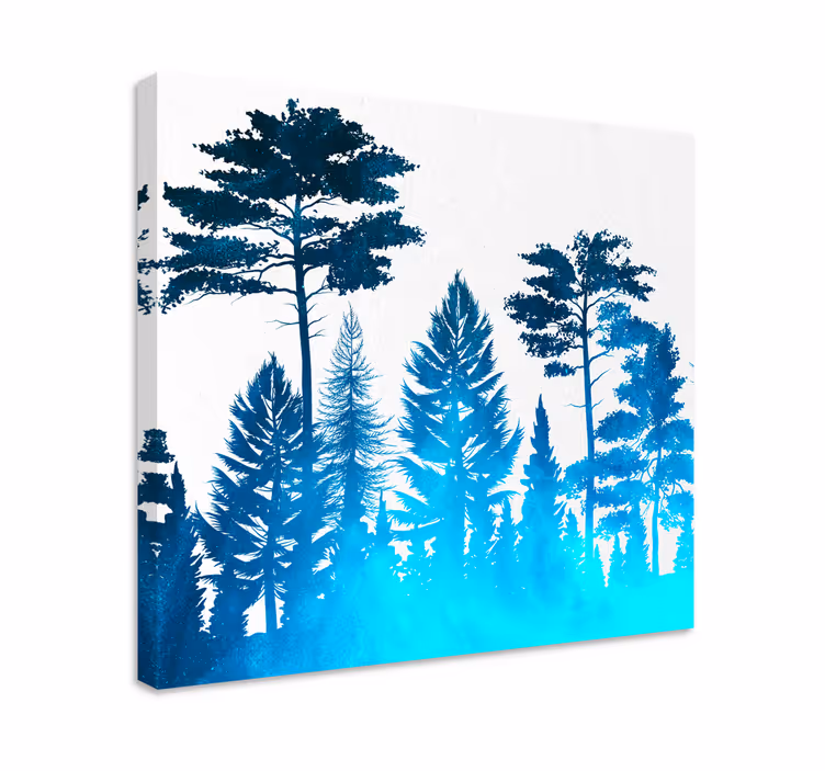 Tableau arbres scène de forêt en silhouette - TenStickers