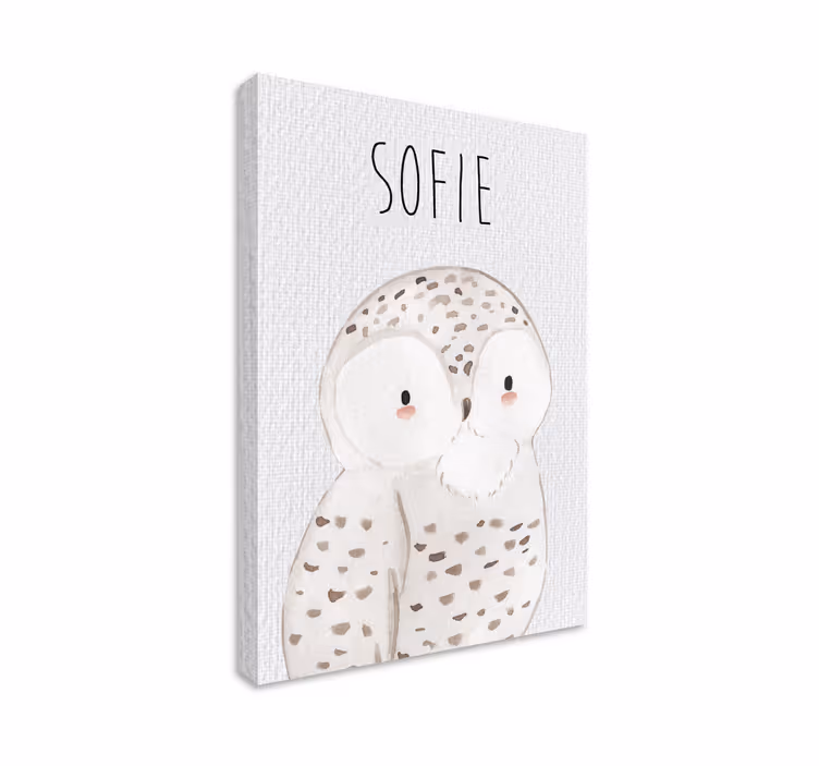 Tableau chambre enfant portrait de hibou avec nom - TenStickers