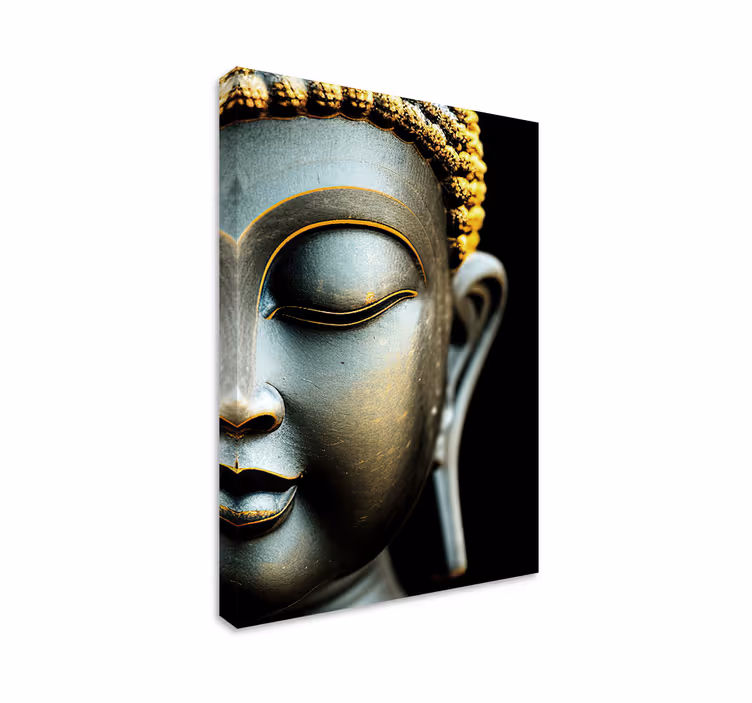 Tableau zen Bouddha portrait en gris et doré - TenStickers
