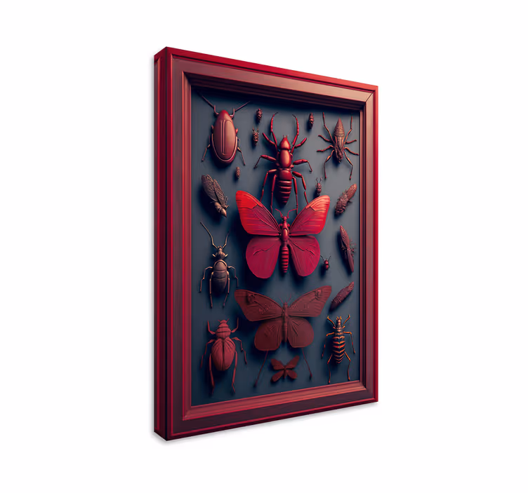 Tableau salon collection d'insectes magenta - TenStickers