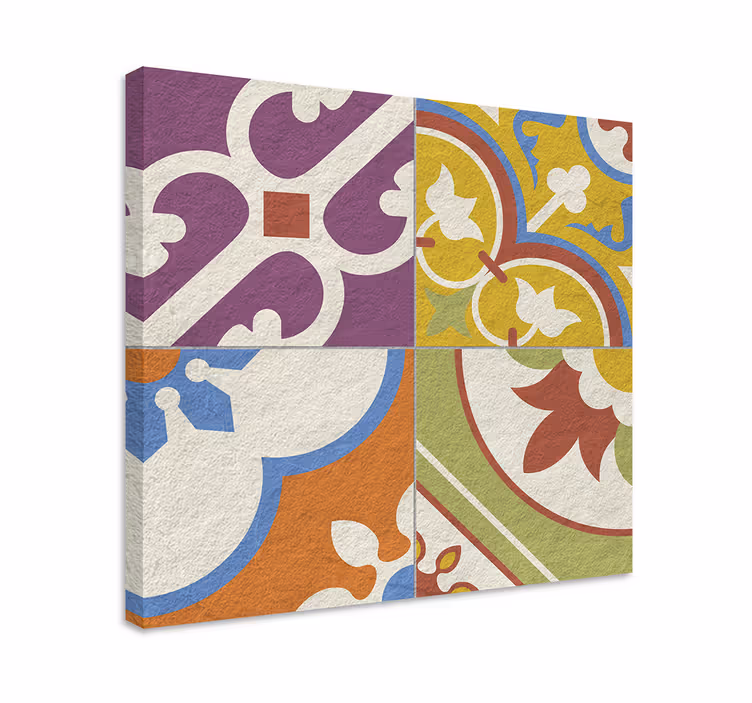 Tableau vintage assemblage motifs carreaux - TenStickers