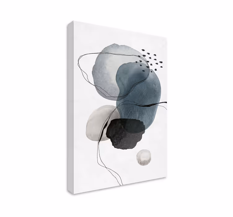 Tableau art formes abstraites tons gris - TenStickers