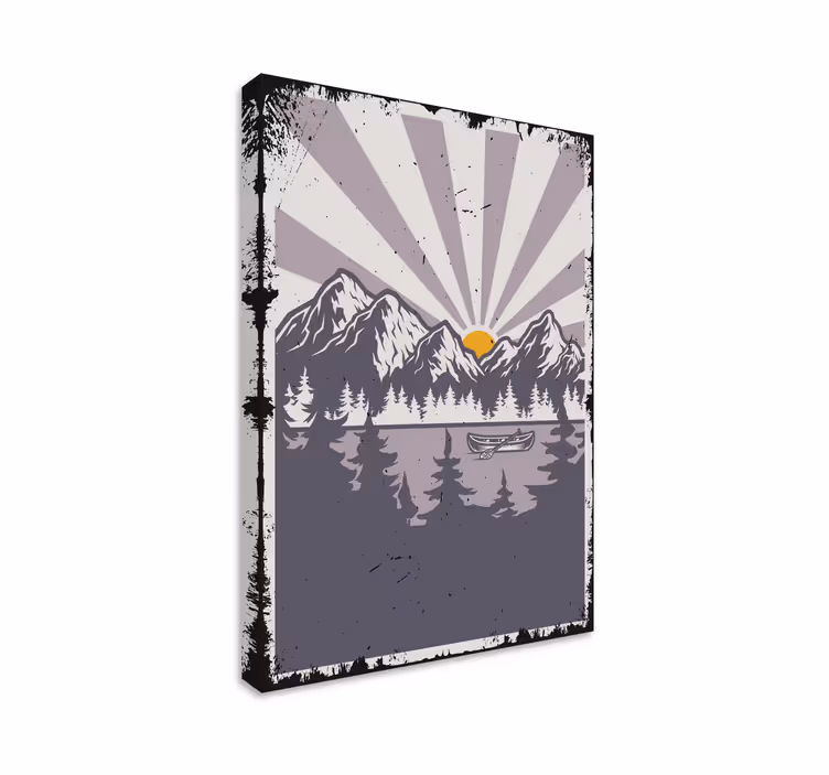 Tableau paysage lac et montagnes - TenStickers