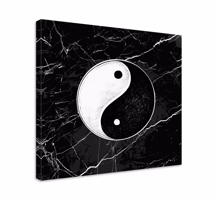 Tableau oriental effet marbre yin yang - TenStickers