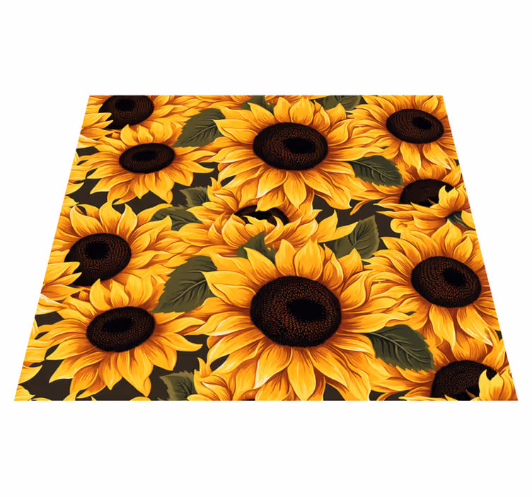 Tapis vinyle jaune motif de tournesols vintage - TenStickers