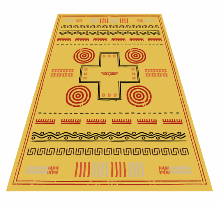 Tapis vinyle jaune design ethnique - TenStickers