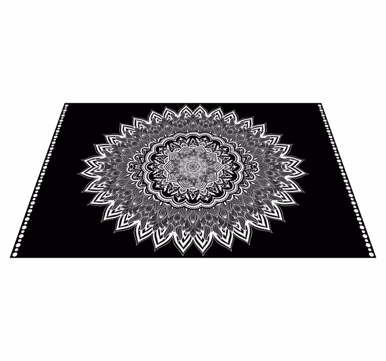 Tapis vinyle noir conception de mandala floral - TenStickers