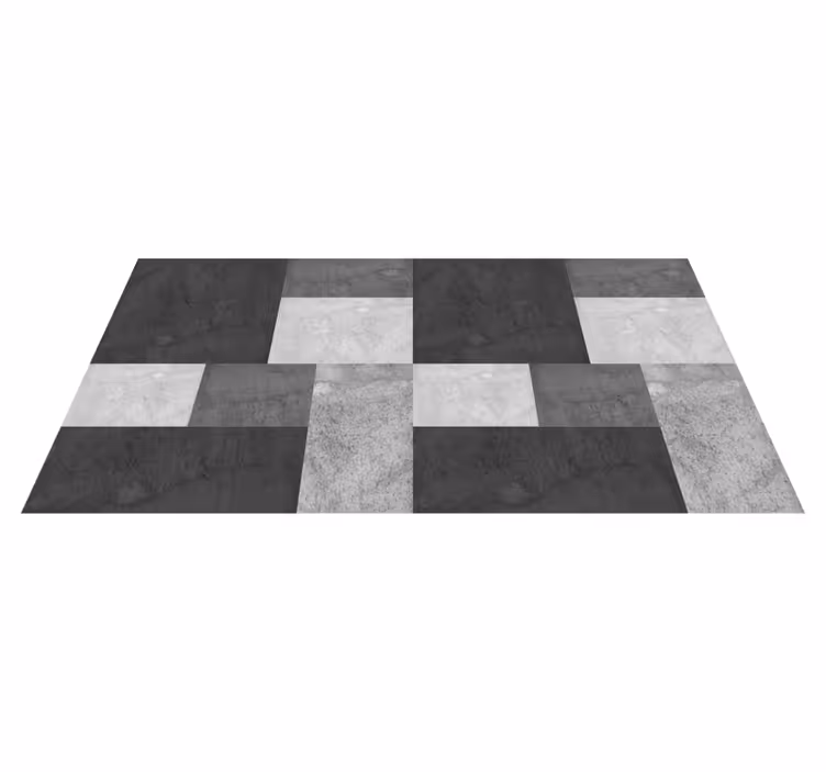 Tapis vinyle noir conception de carrés modernes - TenStickers