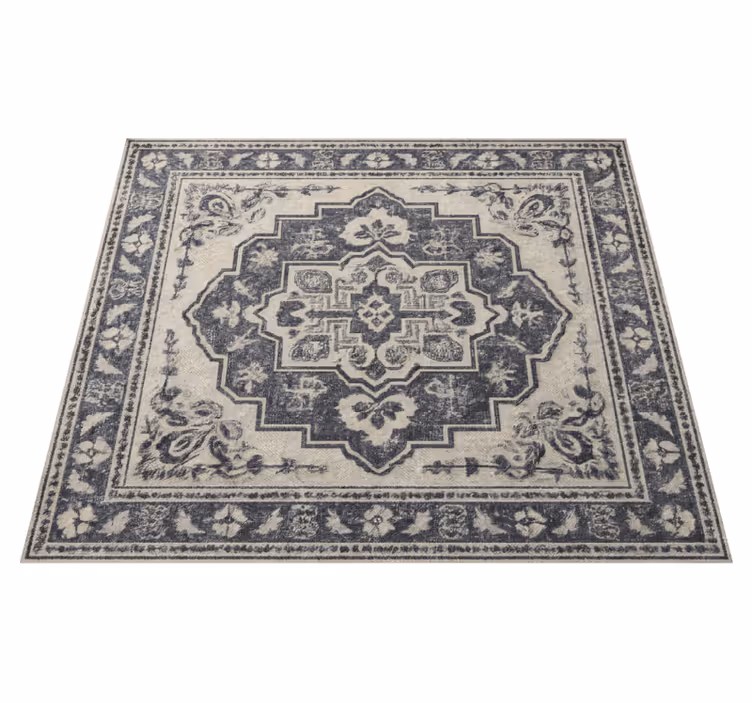 Tapis vinyle salon carrelage beige élégant - TenStickers