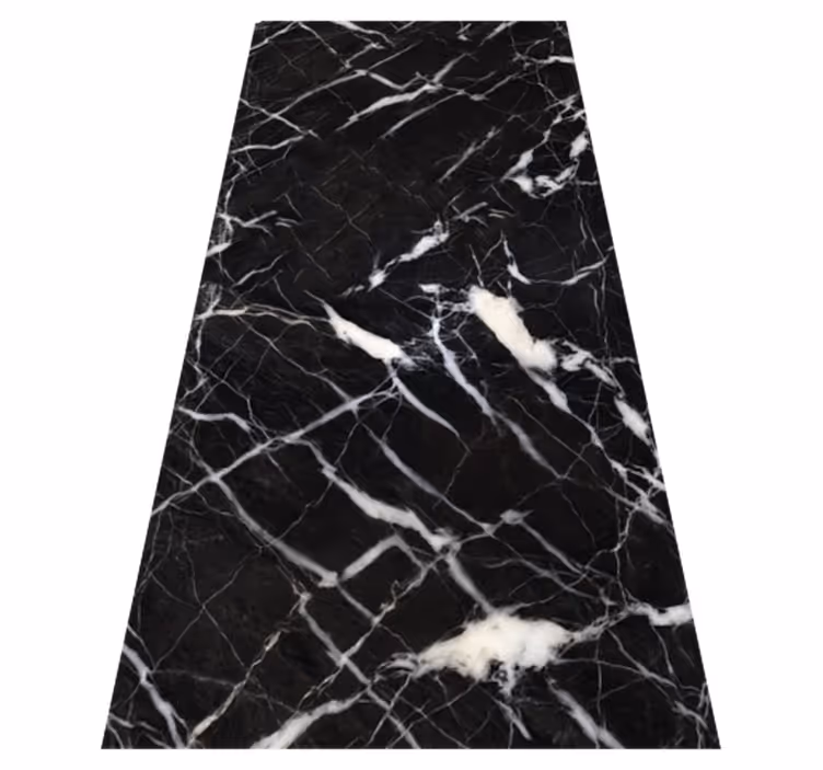 Tapis vinyle marbre effet noir et blanc - TenStickers