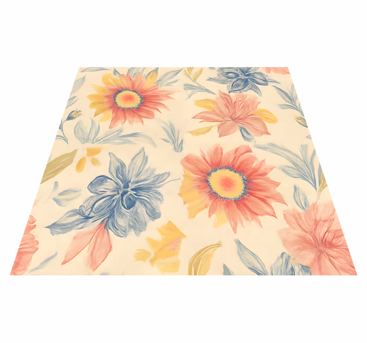 Tapis vinyle cuisine explosion florale - TenStickers