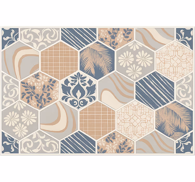 Tapis vinyle entrée mélange hexa pastel - TenStickers