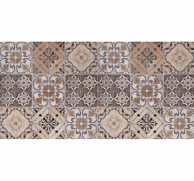 Tapis vinyle carreaux de ciment cuisine baroni rouille - TenStickers