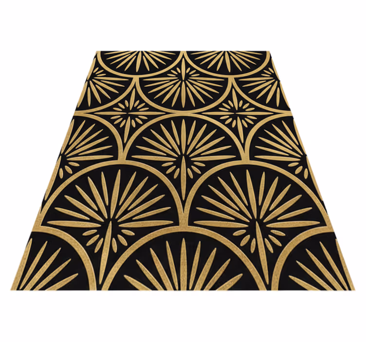 Tapis vinyles géométriques motif noir et or - TenStickers