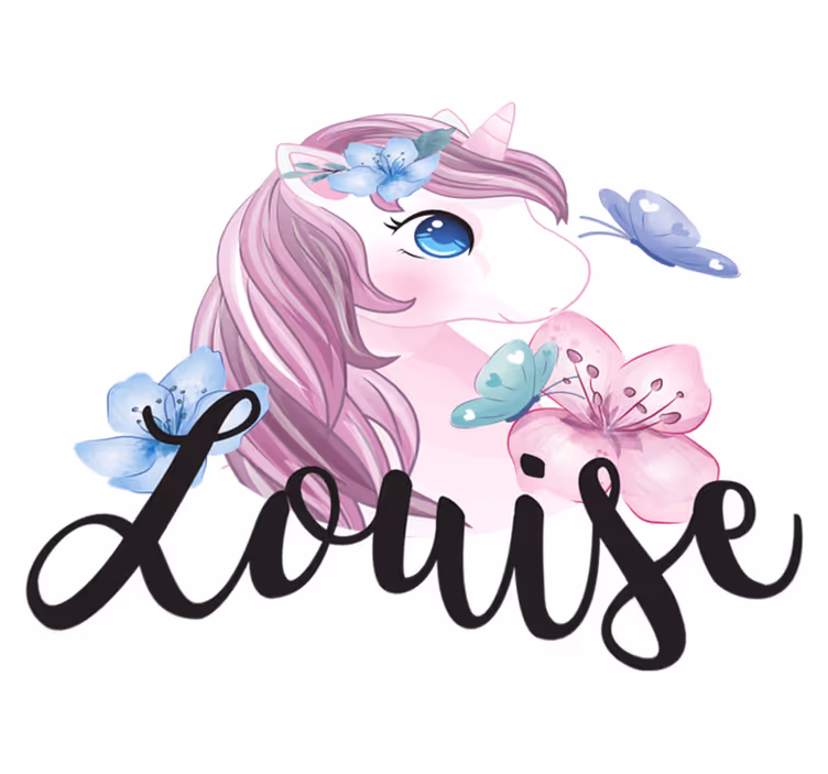 Tapis vinyle animal licorne aux grands yeux et papillon - TenStickers