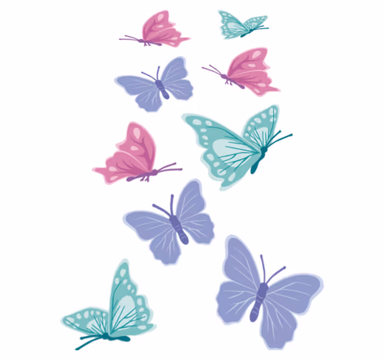 Tapis vinyle animal papillons couleur pastel - TenStickers