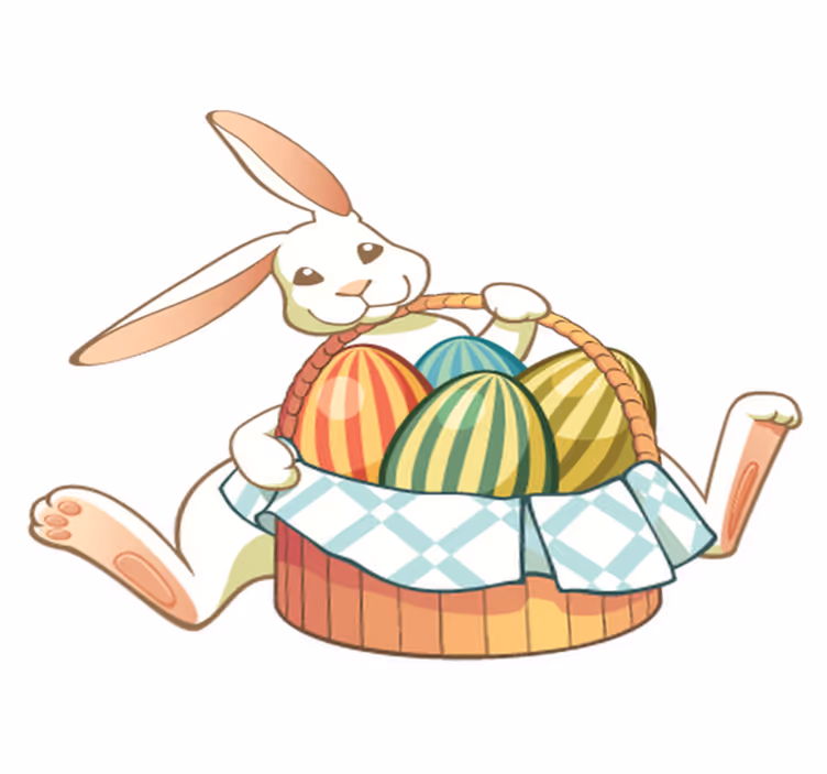 Tapis vinyle animal lapin de pâques avec panier - TenStickers
