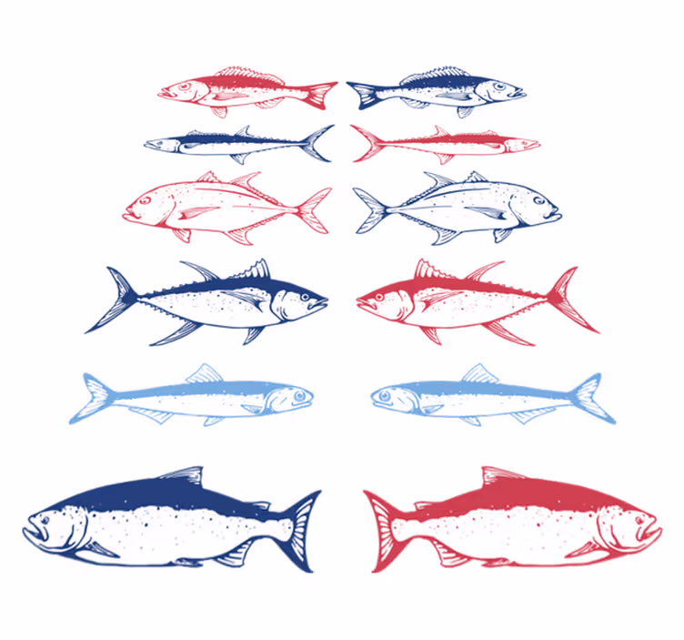Tapis vinyle animal motif poissons dessinés à la main - TenStickers
