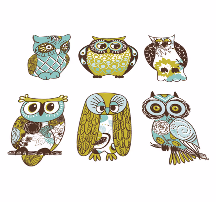 Tapis vinyle animal hiboux six - TenStickers