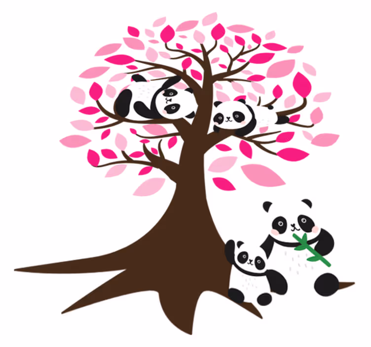 Tapis vinyle animal arbre avec pandas - TenStickers