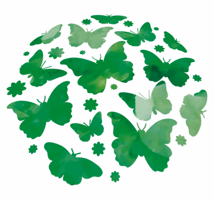 Tapis vinyle animal papillons aquarelle verte - TenStickers