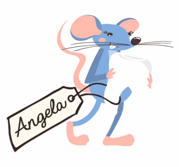 Tapis vinyle animal souris bleue avec prénom - TenStickers