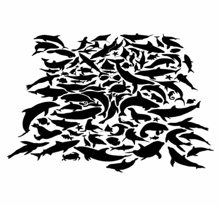 Tapis vinyle animal animaux marins noirs - TenStickers