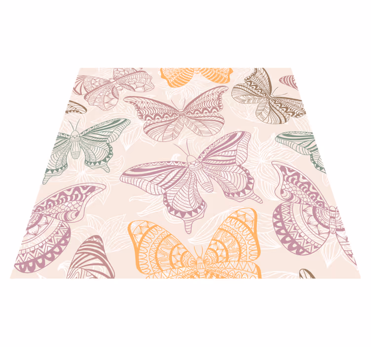 Tapis vinyle animal papillons ornementaux colorés - TenStickers
