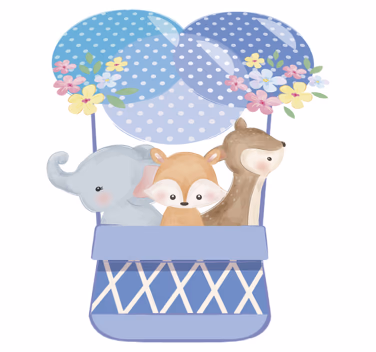 Tapis vinyle animal animaux aquarelle montgolfière - TenStickers