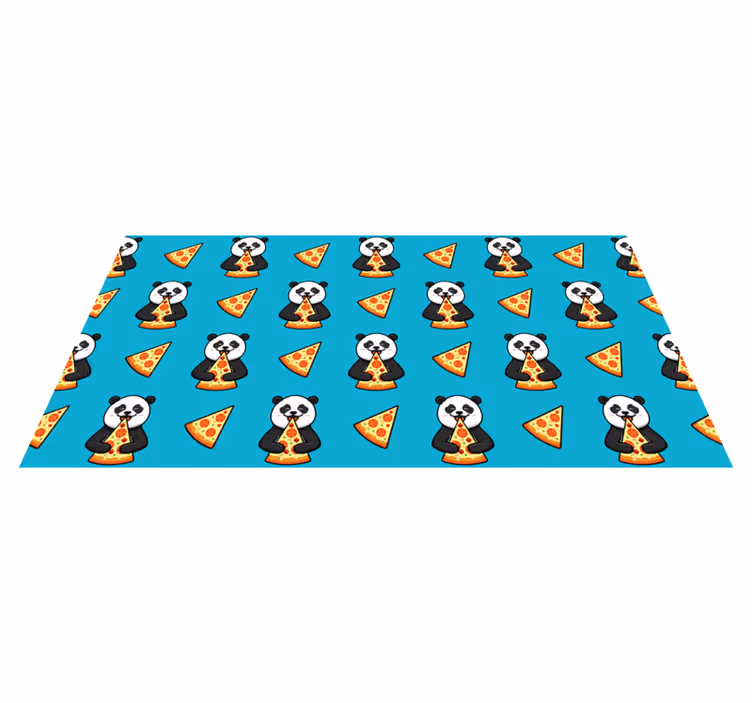 Tapis vinyle animal panda mangeant de la pizza - TenStickers