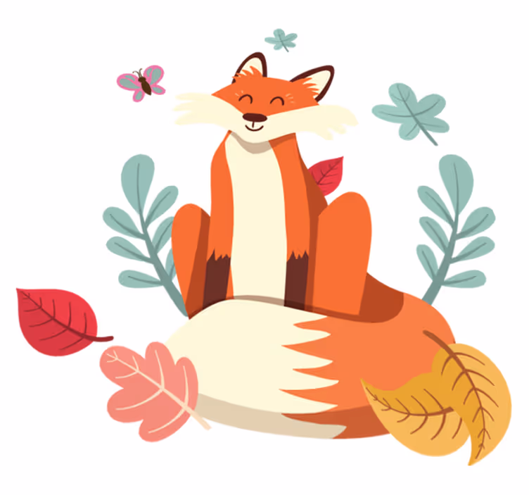 Tapis vinyle animal renard avec feuilles d'automne - TenStickers