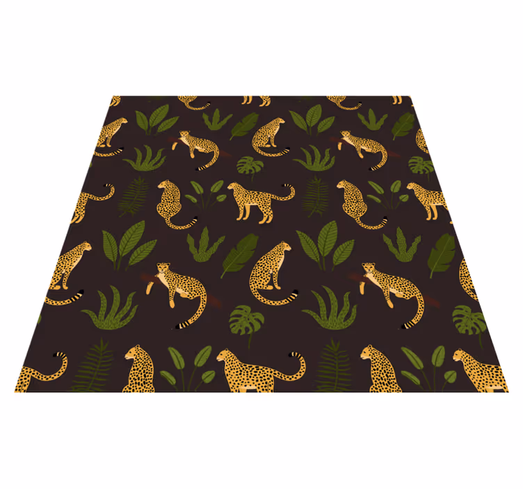 Tapis vinyle animal motif léopard sauvage botanique - TenStickers
