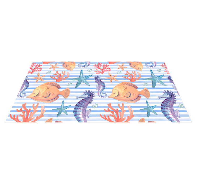 Tapis vinyle animal carreaux de la vie marine - TenStickers