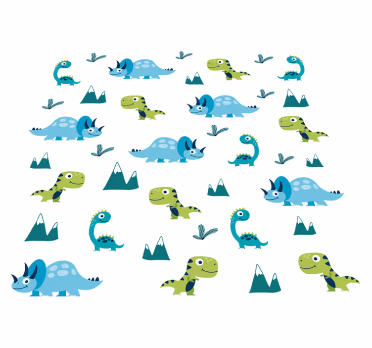 Tapis vinyle animal ensemble montagnes dinosaures nordiques - TenStickers