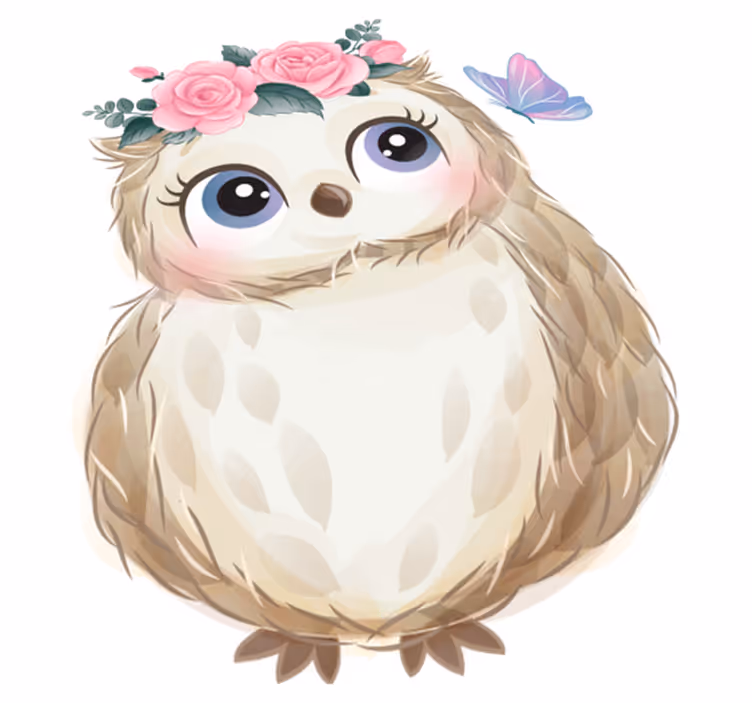 Tapis vinyle animal hibou et fleurs - TenStickers