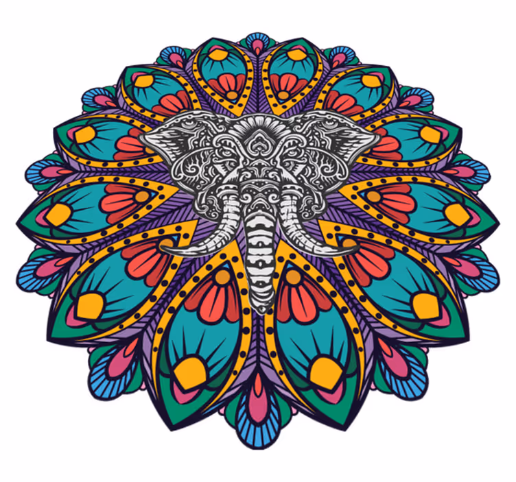 Tapis vinyle animal éléphant mandala coloré - TenStickers