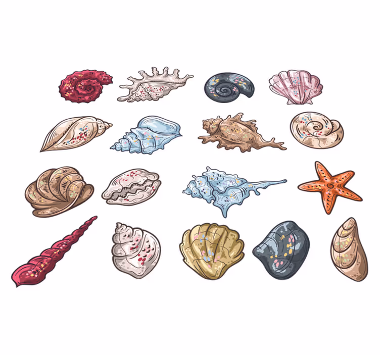 Tapis vinyle animal esquisses de coquillage - TenStickers