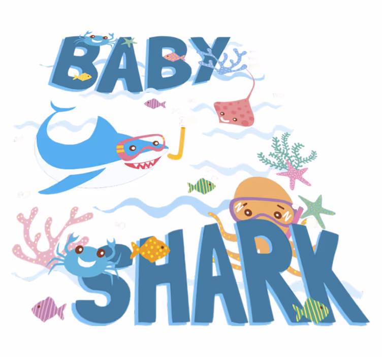 Tapis vinyle animal requin bleu bébé - TenStickers