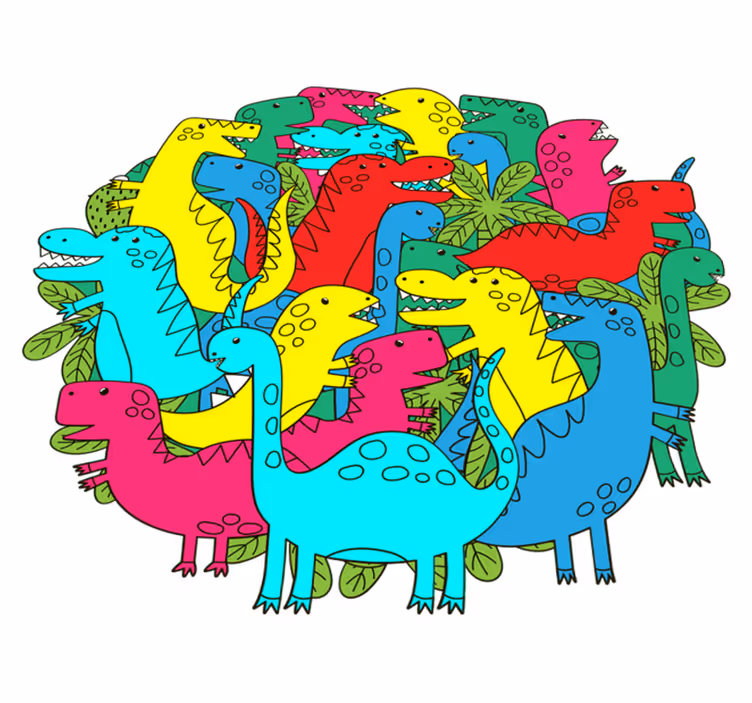 Tapis vinyle animal dinosaure coloré rond pour enfants - TenStickers