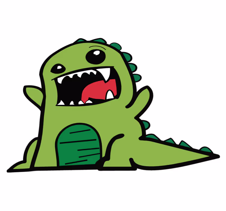 Tapis vinyle animal dinosaure vert dessin effrayant - TenStickers