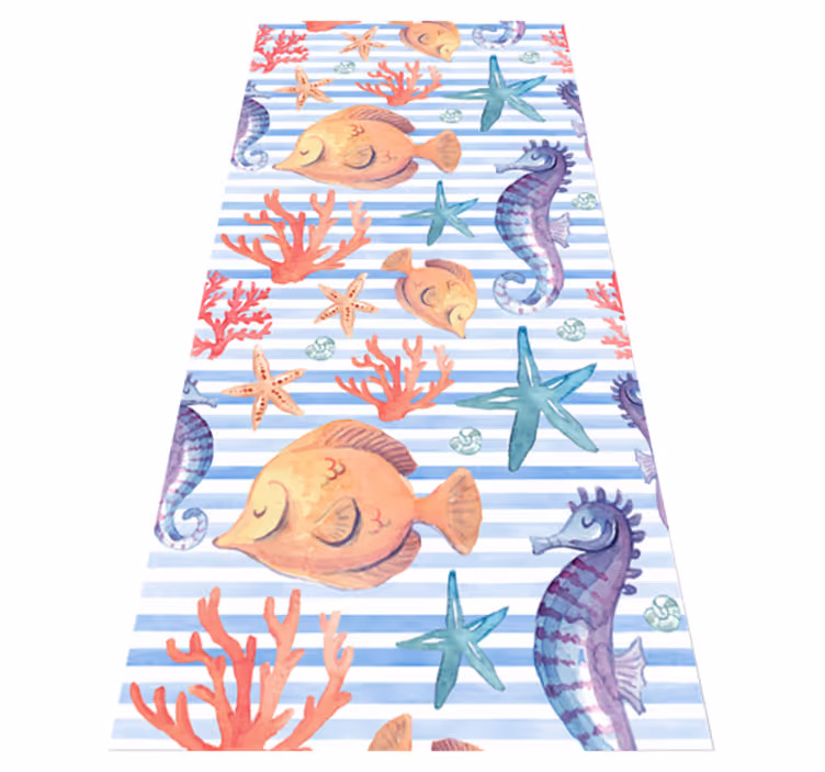 Tapis vinyle animal carreaux de la vie marine - TenStickers