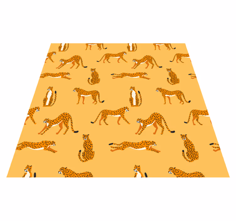 Tapis vinyle animal motifs léopards jaunes - TenStickers