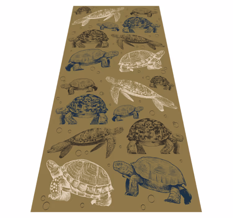 Tapis vinyle animal tortues sur fond beige - TenStickers