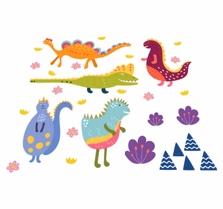 Tapis vinyle animal ensemble de dinosaures peints - TenStickers