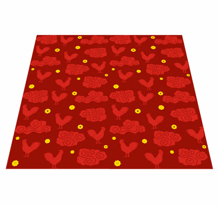 Tapis vinyle animal motif poules style chinois - TenStickers