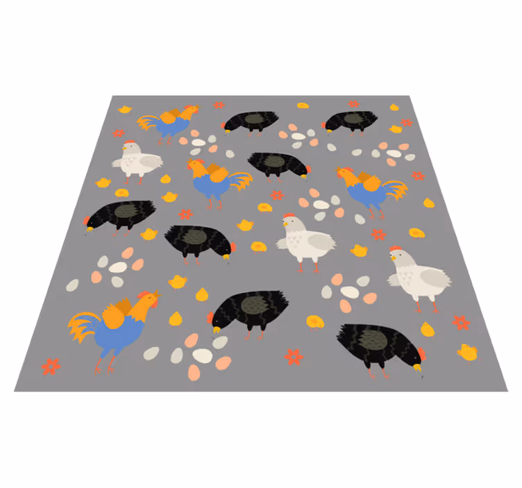 Tapis vinyle animal motif poules dans le enclos - TenStickers