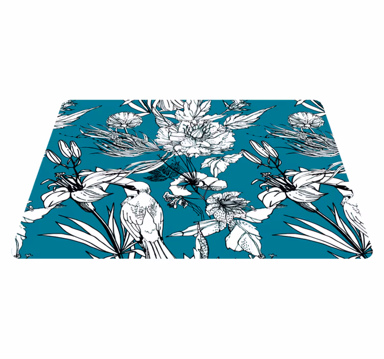 Tapis vinyle animal motif élégant oiseaux sauvages blancs - TenStickers