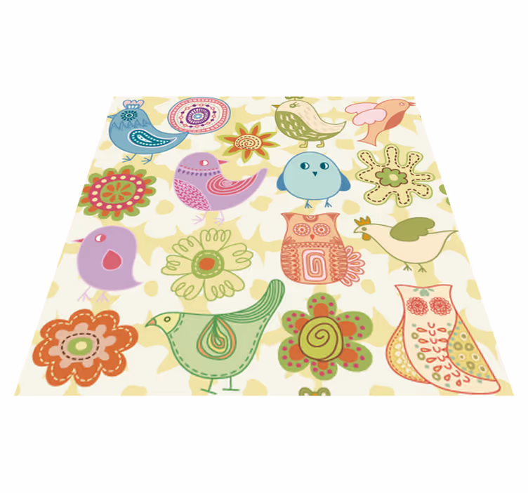 Tapis vinyle animal motifs d'oiseaux colorés - TenStickers