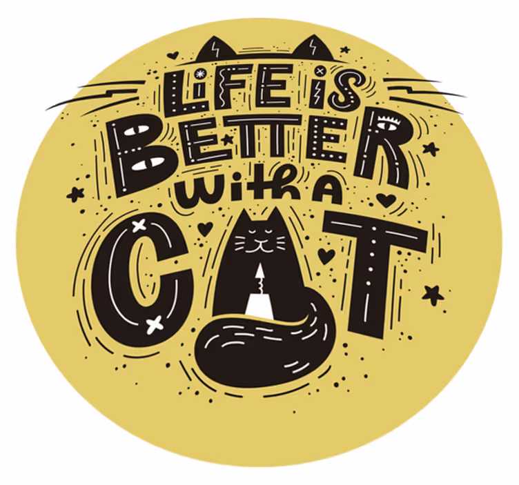 Tapis vinyle animal la vie est meilleure avec un chat - TenStickers