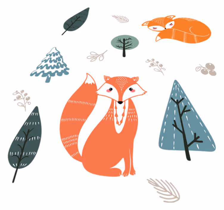 Tapis vinyle animal designs de renard fantaisistes - TenStickers